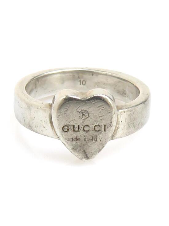 Auth Gucci Heart Motif Ring Silver #302756G10B